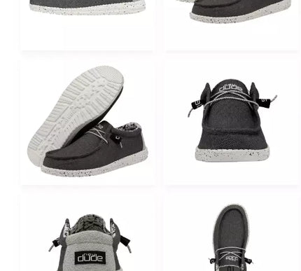 Hey Dude Wally Stretch Opal Black Sneaker Shoe Men's Sizes US 8-14/NEW!!!!