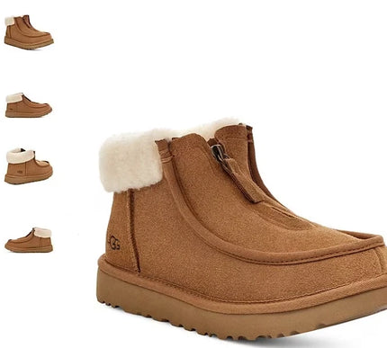 UGG Funkarra Chestnut Suede Fur Collar Zip Boot Women's US sizes 5-12-NEW1