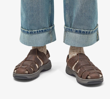 Clarks Saltway Cove Dark Brown Leather 3 Point Sandal Men's US sizes 7-14 NEW!!