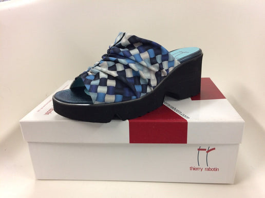 Thierry Rabotin Blush Wash Navy Comfort Wedge Sandal Women's Sizes 36-42/NEW!!