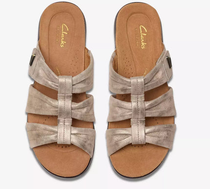 Clarks Kitly Slide Metallic Strappy Sandal Women's sizes US 5-11 NEW!!!