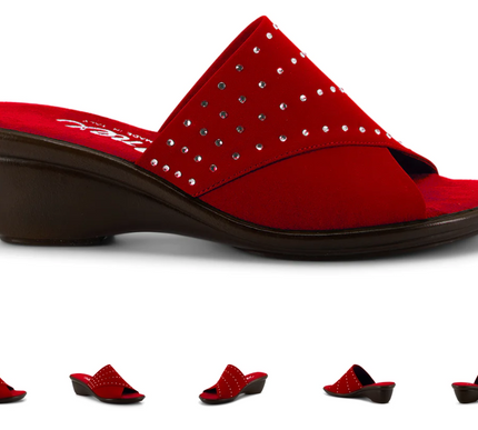 Onex Nori Red Silver Elastic Slide Wedge Sandal Women's US sizes 5-11/NEW!!!