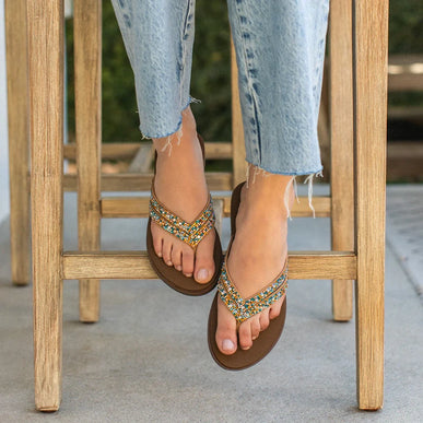 Yellow Box Dalia Turquoise Multi Flip Flop Sandal Women's sizes 6-10/NEW!!!