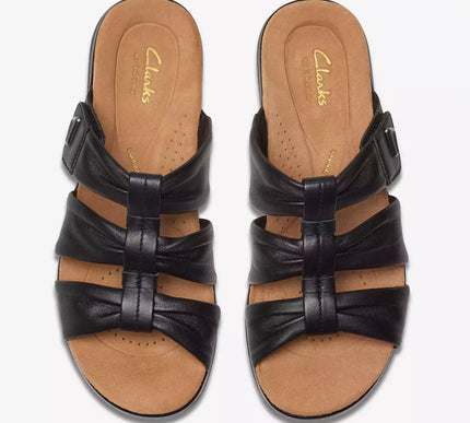 Clarks Kitly Slide Black Strappy Sandal Women's sizes US 5-11 NEW!!!