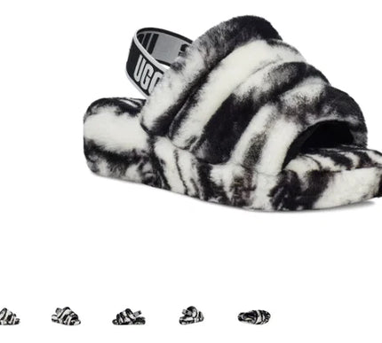 UGG Fluff Yeah Marble Black Slide Slipper Women's US sizes 5-11-NEW