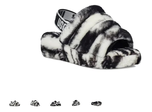 UGG Fluff Yeah Marble Black Slide Slipper Women's US sizes 5-11-NEW