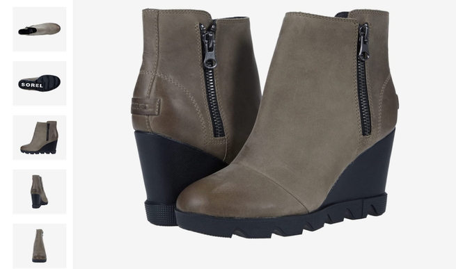 Sorel Joan Uptown Zip Boot Khaki Ii/Black Wedge Women's US Sizes 6-12/NEW!!!