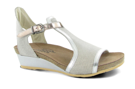 Naot Fiona Beige Lizard Wedge Sandal Women's size 36 NEW!!!