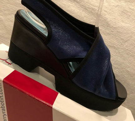 Thierry Rabotin Navy Criss Cross Comfort Sandal Women's Sizes 36-42/6-12/NEW