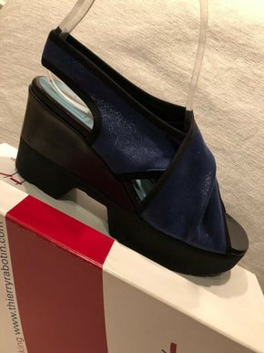 Thierry Rabotin Navy Criss Cross Comfort Sandal Women's Sizes 36-42/6-12/NEW