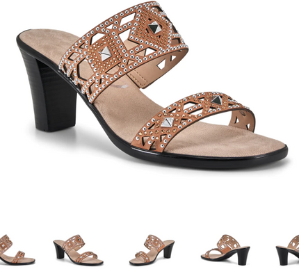 Onex Lillian Beige Nubuck Studded Slide Wedge Sandal Women's US sizes 5-11/NEW!!