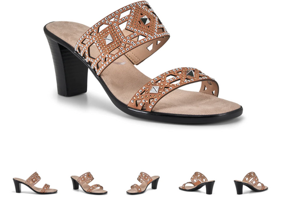 Onex Lillian Beige Nubuck Studded Slide Wedge Sandal Women's US sizes 5-11/NEW!!