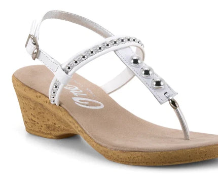Onex Mykanos White Leather Strappy Toe Post Wedge Sandal Womens sizes 5-11 NEW