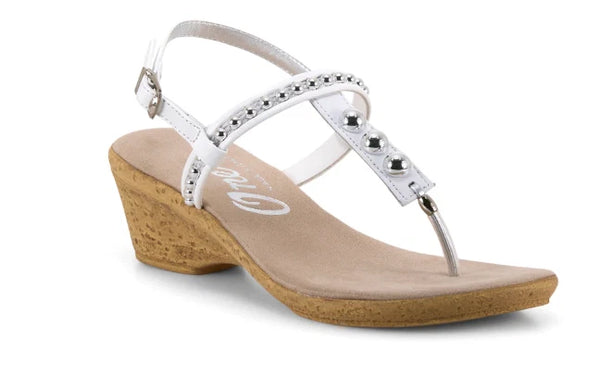 Onex Mykanos White Leather Strappy Toe Post Wedge Sandal Womens sizes 5-11 NEW