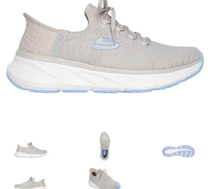SKECHERS Edgeride Relaxed Fit Natural/Blue Slip-ins Sneaker W's sizes 5-11/NEW!!