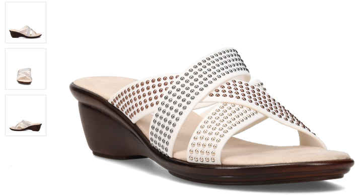 Onex Prelude White Rhinestone Studded Low Heel Sandal Women's sizes 5-11/NEW!!