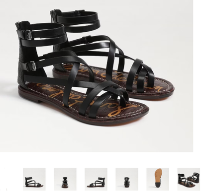 Sam Edelman Gibbs Black Leather Gladiator Sandal Womens US sizes 6-10/NIB