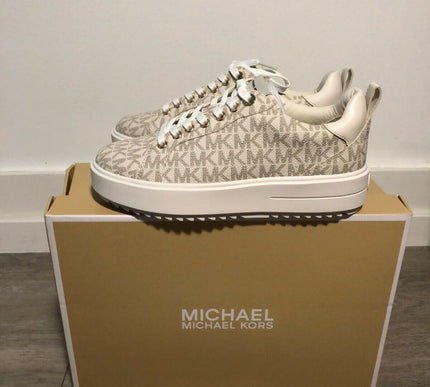 Michael Kors Emmett Lace-Up MK Sig Logo Vanilla Sneakers Women's sizes 5-10/NEW!