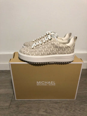 Michael Kors Emmett Lace-Up MK Sig Logo Vanilla Sneakers Women's sizes 5-10/NEW!