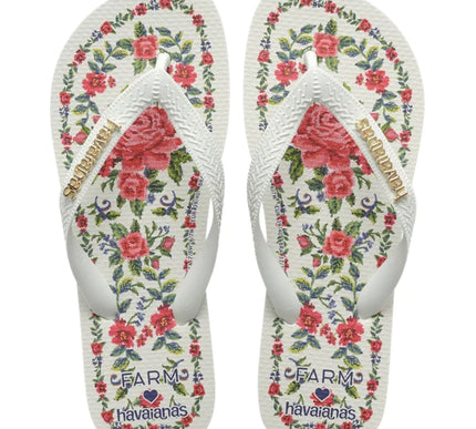Havaianas Farm Flower Tapestry White Flip Flop Sandal Women sizes 35/36-41/42