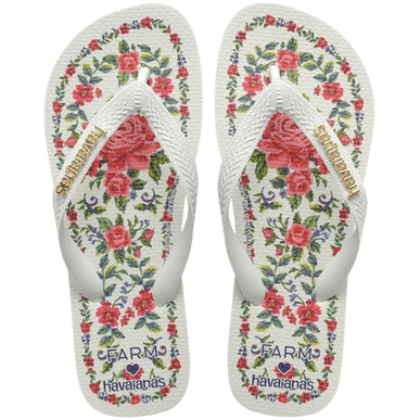Havaianas Farm Flower Tapestry White Flip Flop Sandal Women sizes 35/36-41/42