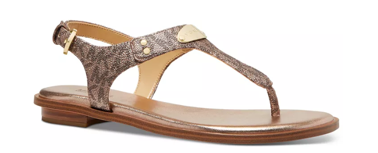 Michael Kors MK Plate Dark Fawn Sig Logo Leather Sandal Women's sizes 5-11 NEW!!