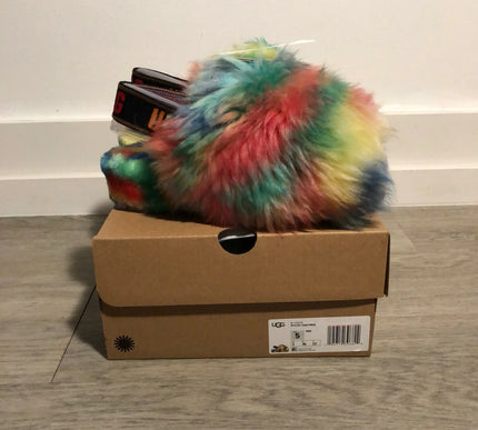 UGG Fluff Yeah Pride Rainbow Slide Slipper Sandal Women's US sizes 5-13-NEW