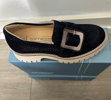 Softwaves Vana Notte (Navy)  Suede Platform Loafer Women EU sizes 36-41/US 6-11