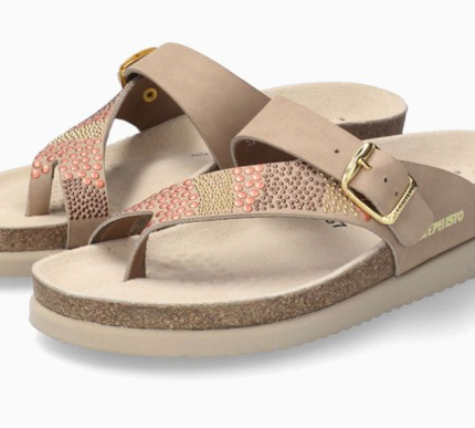 Mephisto Helenka Light Taupe Nubuck Slide Sandal Women's sizes 35-42 NEW!!!