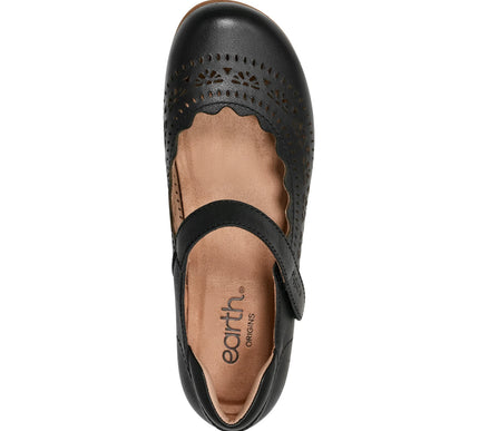 Earth Brady Black Round Toe Adjustable Strap Casual Flat Womens sizes 6-10 NEW M