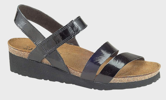 Naot Kayla Black Patent Leather Wedge Sandal Women's US sizes 5-11/36-42 NEW!!!