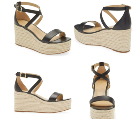 Michael Kors Serena Black Nappa Espadrille Thong Wedge Women's sizes 5-11/NEW!!