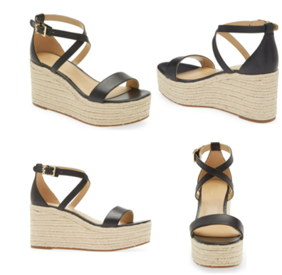 Michael Kors Serena Black Nappa Espadrille Thong Wedge Women's sizes 5-11/NEW!!