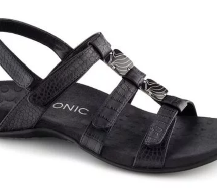 Vionic Amber Black Croc Strappy Comfort Sandal Women's sizes 5-11 NEW!!!!