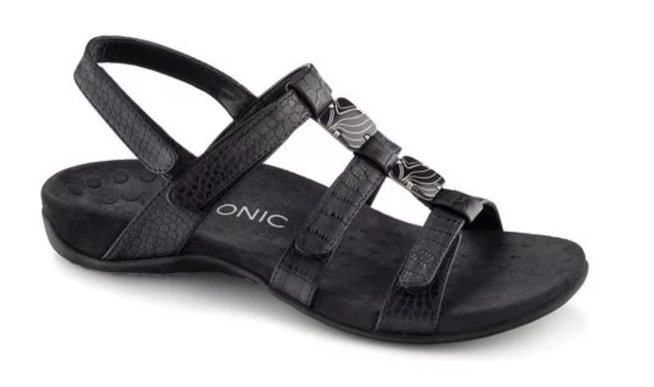 Vionic Amber Black Croc Strappy Comfort Sandal Women's sizes 5-11 NEW!!!!