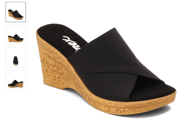 Onex Christina Black Elastic on Cork Wedge Sandal Women's sizes 5-11/NEW!!!
