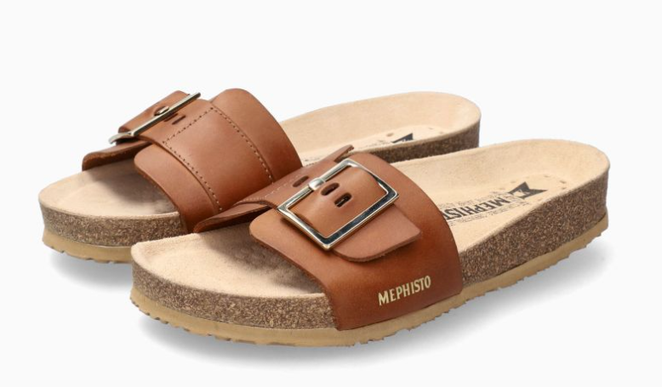 Mephisto Mabel Camel Waxy Slide Sandal Women's sizes 35-42 NEW!!!