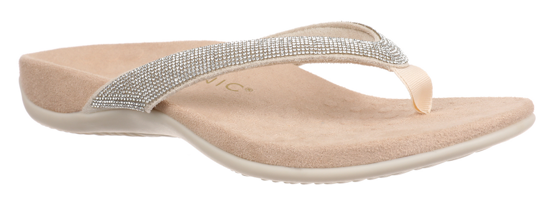 Vionic Dillon Shine Toe Post Rhinestone Cream Sandal Women's sizes 5-11/NEW!!!