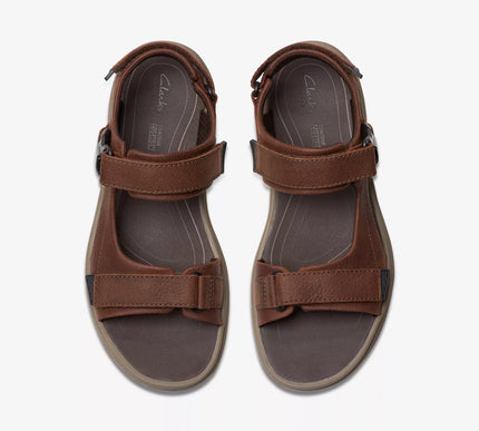 Clarks Saltway Edge Dark Brown Leather 3 Point Sandal Men's US sizes 7-14 NEW!!