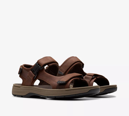Clarks Saltway Edge Dark Brown Leather 3 Point Sandal Men's US sizes 7-14 NEW!!