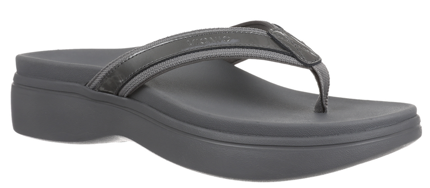 Vionic High Tide II Toe Post Pewter Patent Leather Sandal Women's sizes 5-11/NEW