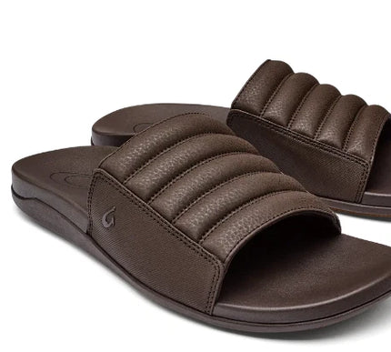 Men's Olukai Maha 'Olu Recovery Slide Dark Wood US Sizes 7-16 NEW!!!