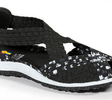 Zee Alexis Saletto Black White Comfort Slip-on Woven Sneakers 6-11 NIB!!!