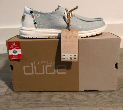 Hey Dude Wendy Boho Light Denim Slip On Casual Women's Sizes US 5-11/NEW!!