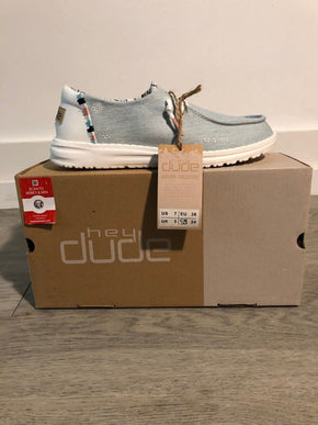 Hey Dude Wendy Boho Light Denim Slip On Casual Women's Sizes US 5-11/NEW!!