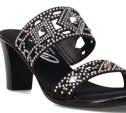 Onex Lillian Black Nubuck Studded Slide Wedge Sandal Women's US sizes 5-11/NEW!!