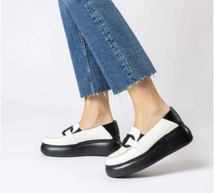 Wonders A-2611 Begin Loafer Off White/Black Womens sizes 36-42