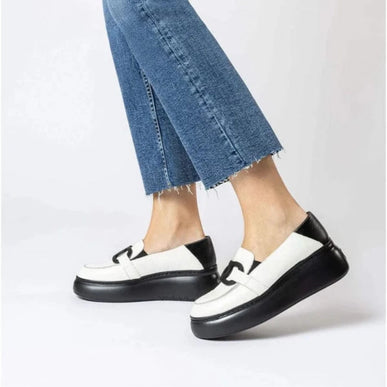 Wonders A-2611 Begin Loafer Off White/Black Womens sizes 36-42