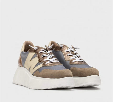 Wonders A-3631 Roma 31 Taupe/Cream Wedge Sneaker Womens sizes 36-42