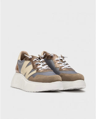 Wonders A-3631 Roma 31 Taupe/Cream Wedge Sneaker Womens sizes 36-42